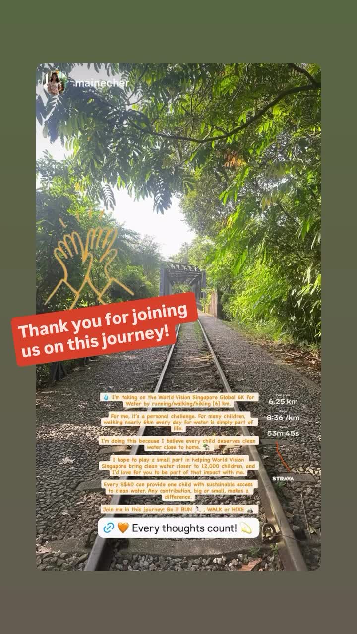 Video still: scenic trail run with caption 'Thank you for joining us on this journey'