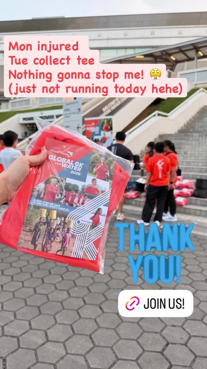 Video still: 'Mon injured, Tue collect tee, nothing gonna stop me' - race pack collection