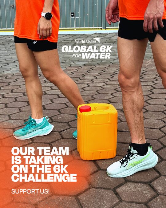 Template: Our team is taking on the 6K challenge — runner with jerry can