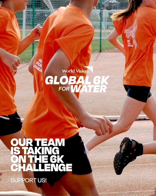 Template: Our team is taking on the 6K challenge — runners on track